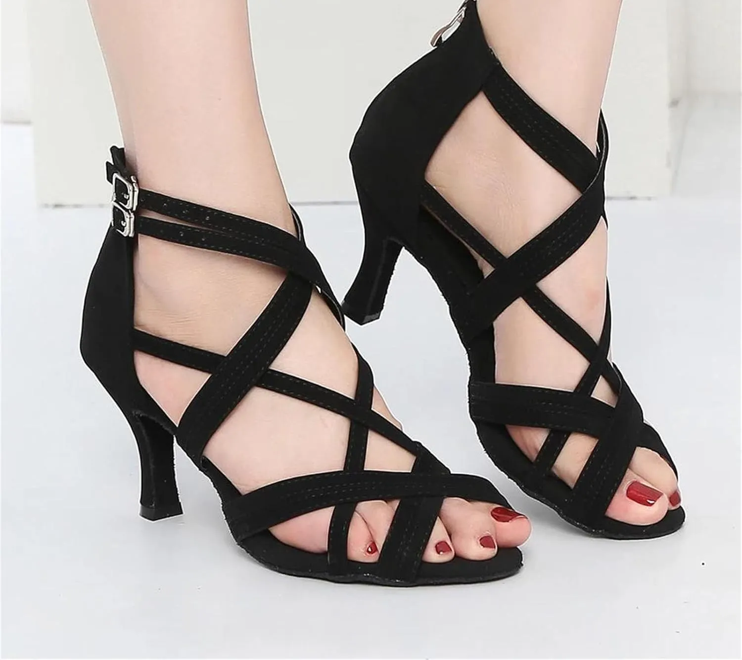 Women's Latin Dance Sneakers - Tango Jazz Salsa Ballroom Professional Shoes, 10CM/3.9Inch Heel Height