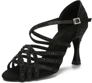 Women's Latin Dance Training Shoes - Tango Ballroom Rhinestone Wedding Heels, 10CM/3.9Inch Heel Height