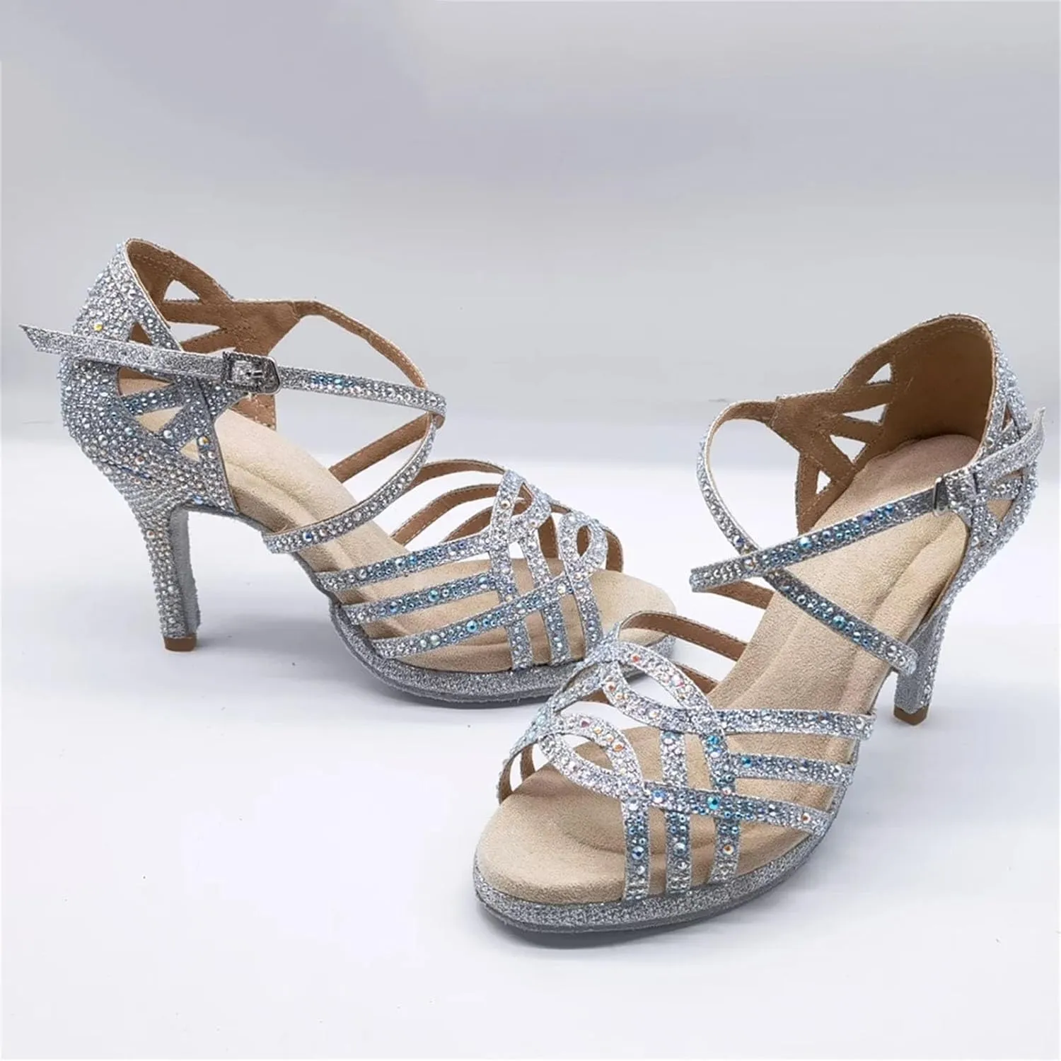 Women's Platform Latin Dance Shoes - Ballroom Tango Salsa High Heel Party Sandals, 10CM/3.9Inch Heel Height