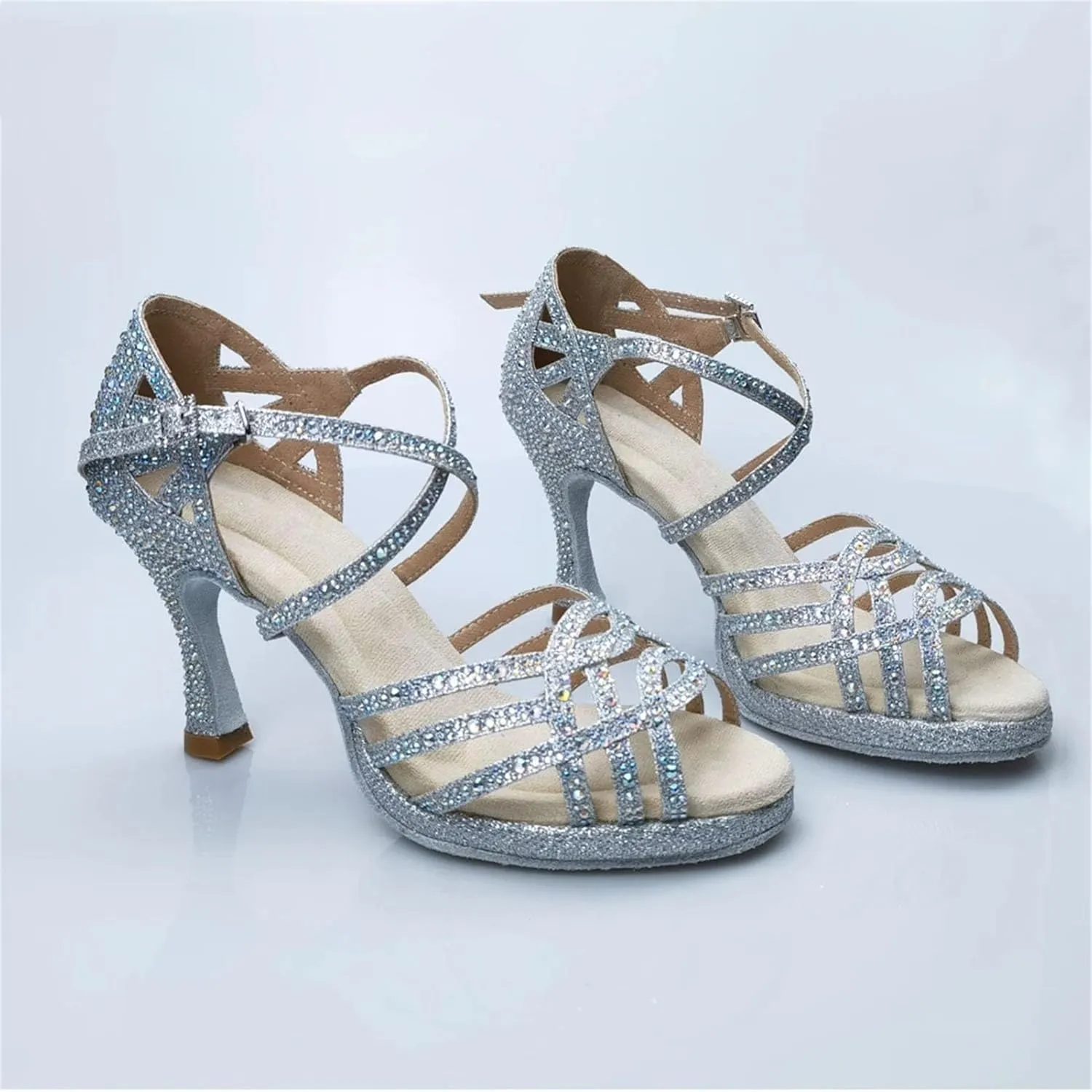 Women's Platform Latin Dance Shoes - Ballroom Tango Salsa High Heel Party Sandals, 10CM/3.9Inch Heel Height