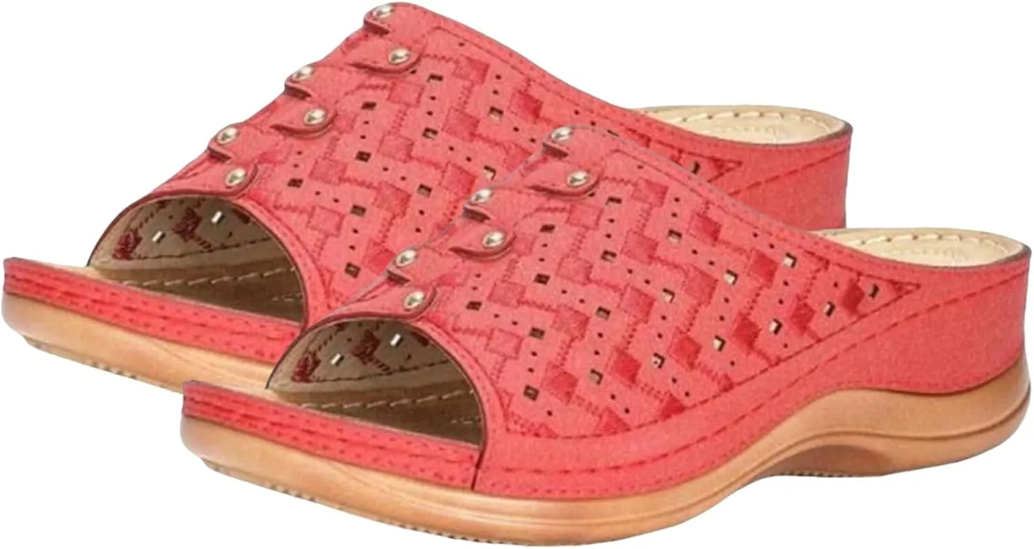 Womens Platform Sandals Wedge Low Open Toe Slides Dressy Comfortable Slipper Summer Beach Shoes