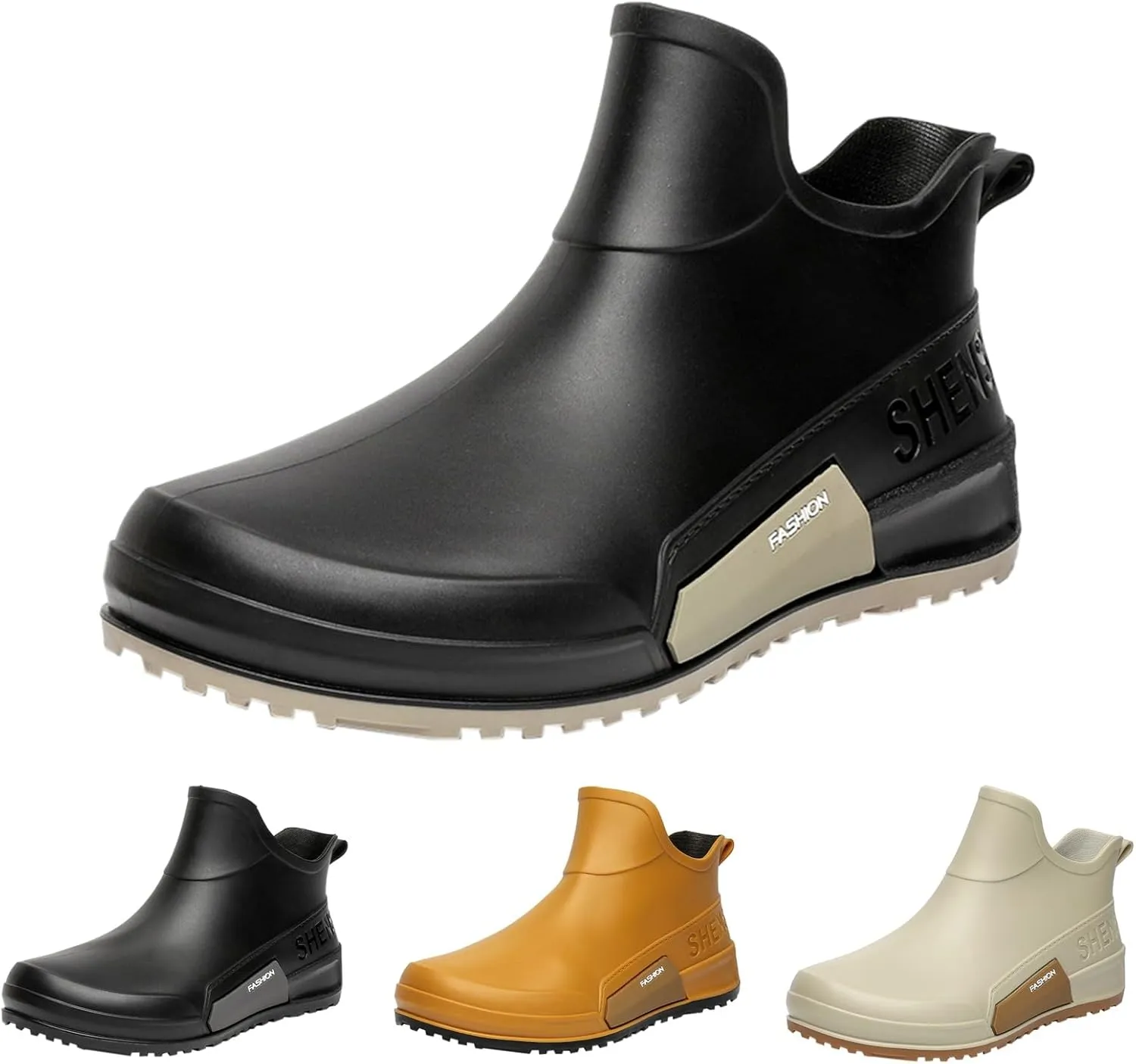 Womens Rain Boots Mid Calf Mens Grounded Footwear Booties for Woman Slip On Barefoot Shoes Women's Ankle Rain Boots Rubber Fishing Deck Womens Boots Fall 2024