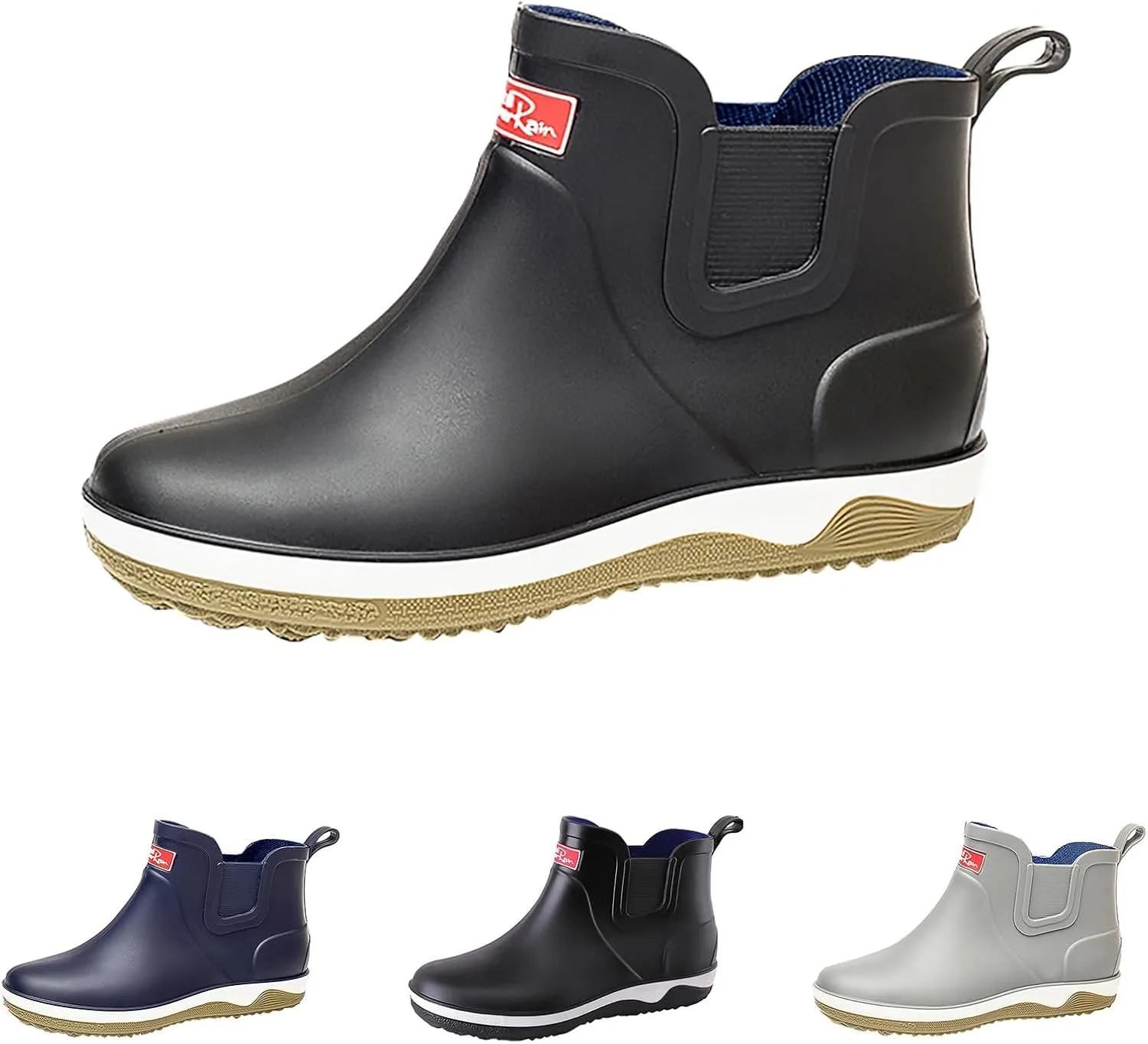 Womens Rain Boots Rubber Mens Grounded Footwear Booties with Heel Non Slip Work Barefoot Shoes Mens Rain Boots Slip On Non-Slip Rubber Waterproof Knee High Boots