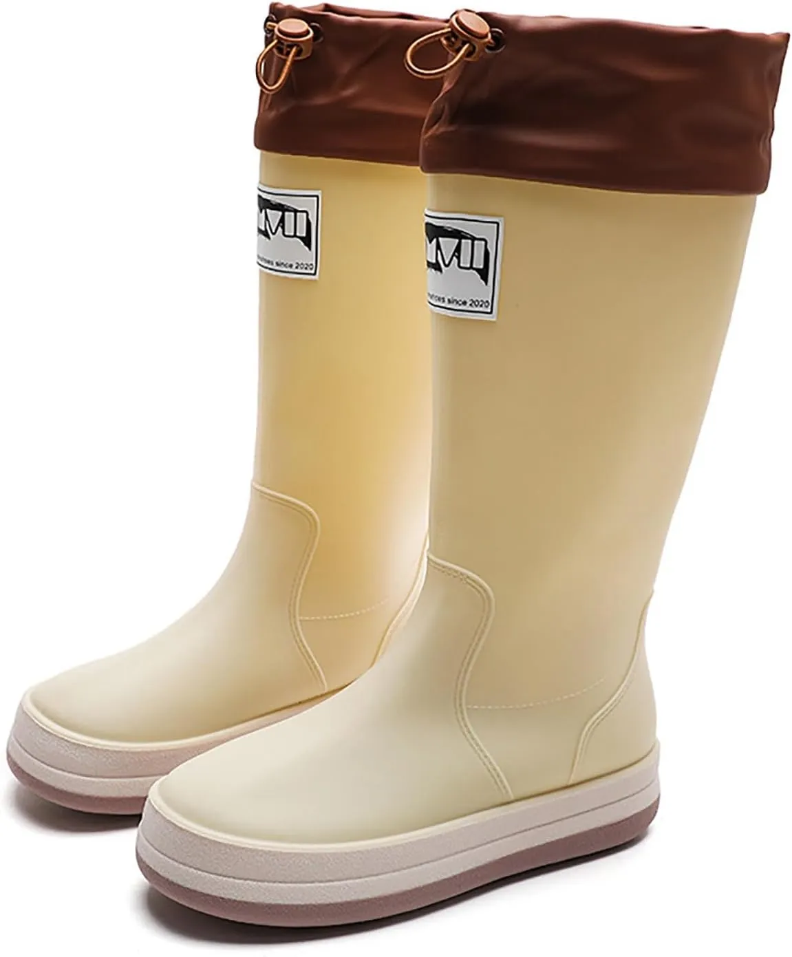 Womens Rain Boots Tall Waterproof Mens Grounded Footwear Lace Up Fall Booties 2024 Low Heel Slip On Barefoot Shoes Women's Ankle Rain Boots Rubber Fishing Deck