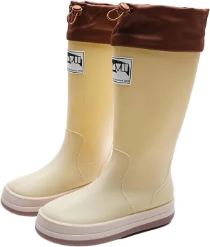 Womens Rain Boots Tall Waterproof Mens Grounded Footwear Lace Up Fall Booties 2024 Low Heel Slip On Barefoot Shoes Women's Ankle Rain Boots Rubber Fishing Deck