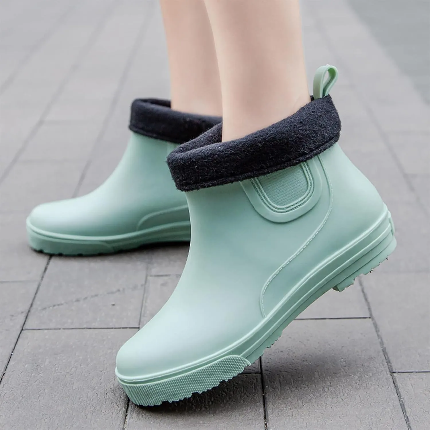 Womens Rain Boots Waterproof Ankle Rain Boots Slip On Barefoot Shoes Rubber Fishing Womens Boots Garden Boots