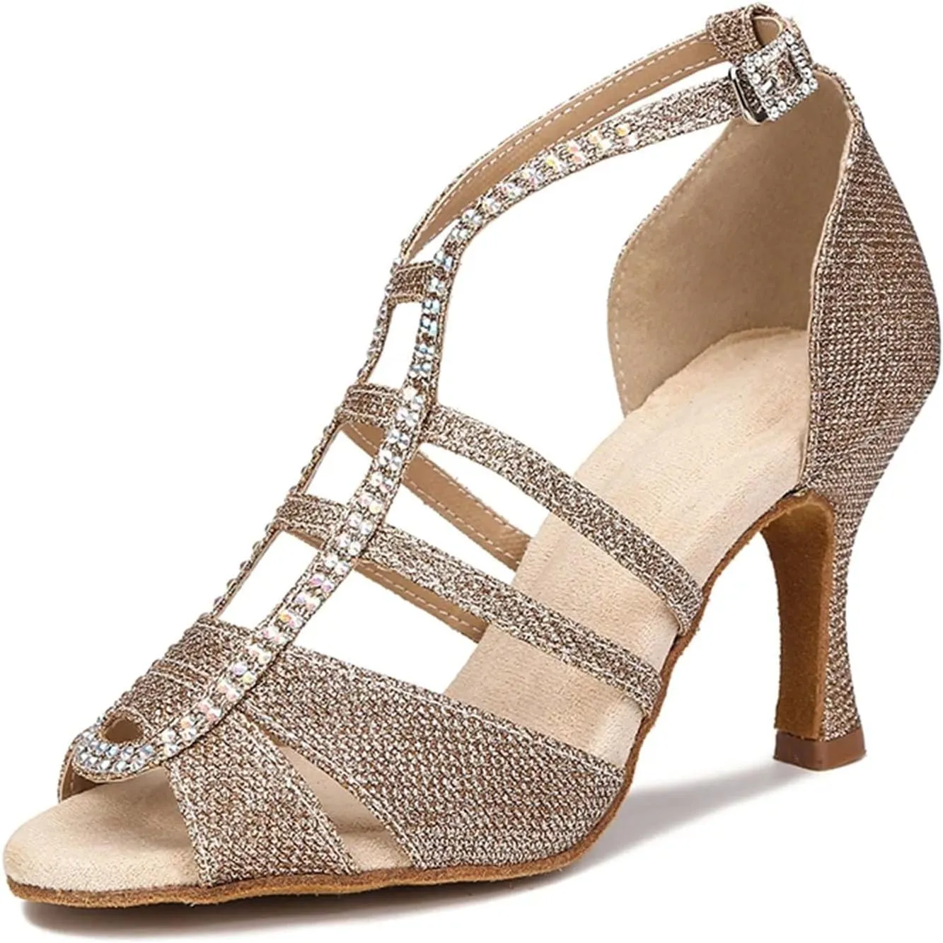 Women's Red Latin Dance Shoes - Ballroom Salsa Tango Party Wedding Sandals, 10CM/3.9Inch Heel Height