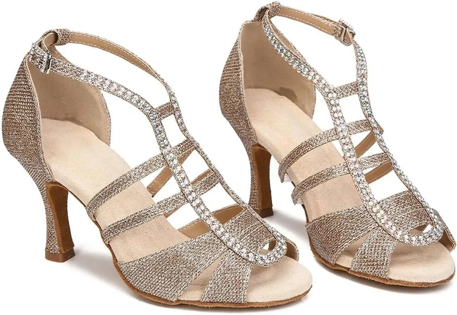 Women's Red Latin Dance Shoes - Ballroom Salsa Tango Party Wedding Sandals, 10CM/3.9Inch Heel Height