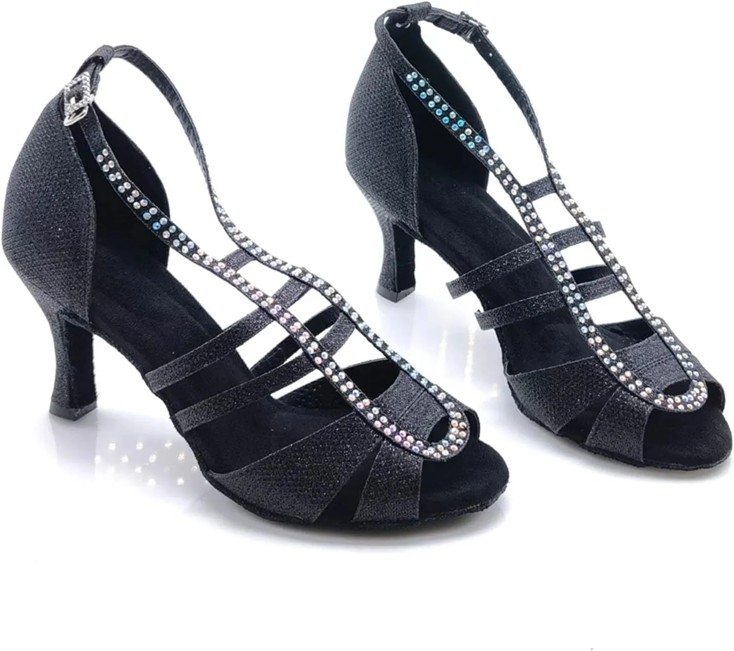 Women's Red Latin Dance Shoes - Ballroom Salsa Tango Party Wedding Sandals, 10CM/3.9Inch Heel Height