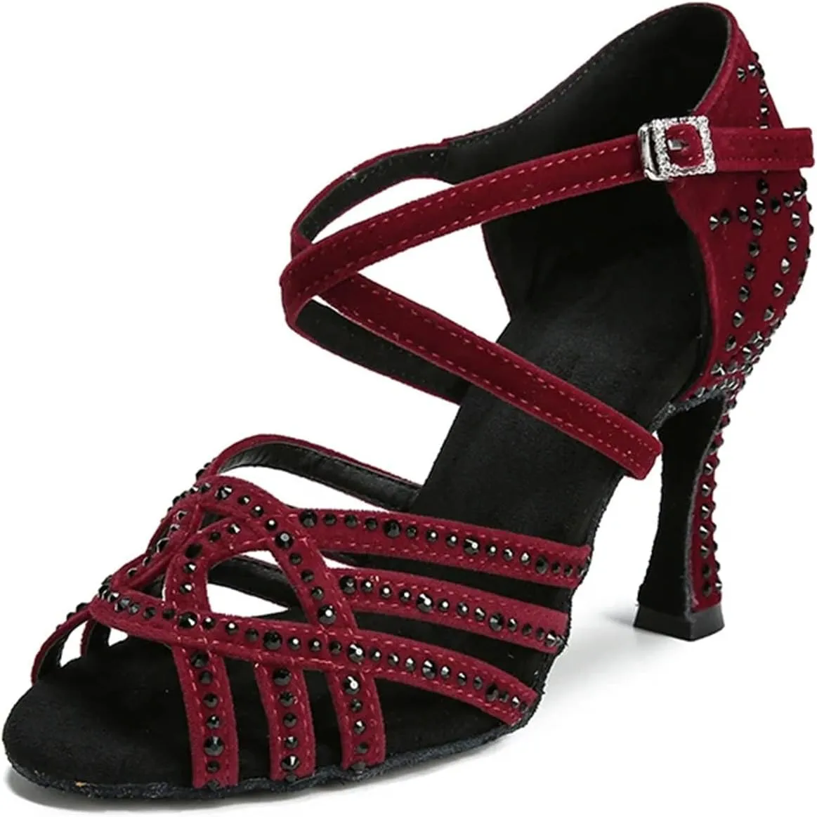 Women's Rhinestone Latin Dance Shoes - Tango Ballroom Party Heels, Wedding Shoes, 10CM/3.9Inch Heel Height