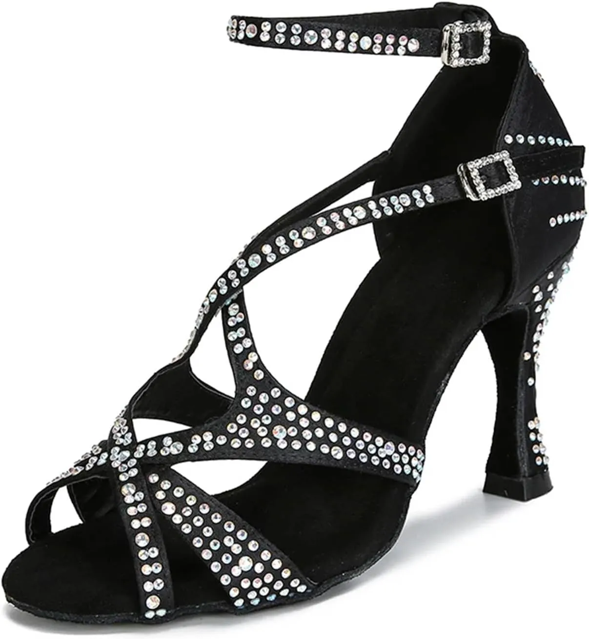 Women's Salsa Ballroom Dance Heels - Tango Chacha Latin Party Sandals, 10CM/3.9Inch Heel Height