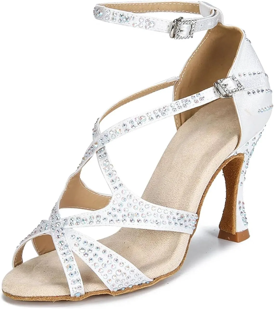 Women's Salsa Ballroom Dance Heels - Tango Chacha Latin Party Sandals, 10CM/3.9Inch Heel Height