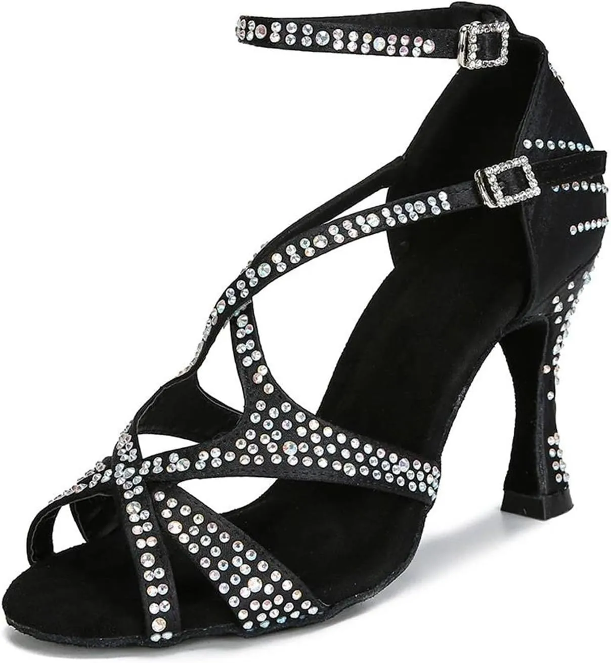 Women's Salsa Ballroom Dance Heels - Tango Chacha Latin Party Sandals, 10CM/3.9Inch Heel Height