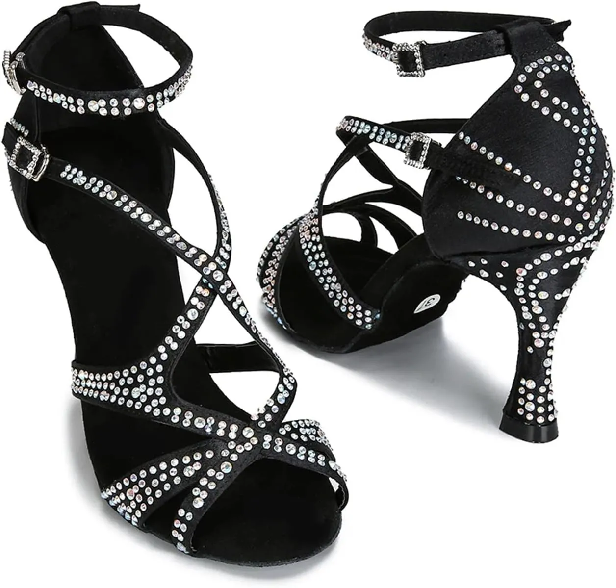 Women's Salsa Ballroom Dance Heels - Tango Chacha Latin Party Sandals, 10CM/3.9Inch Heel Height