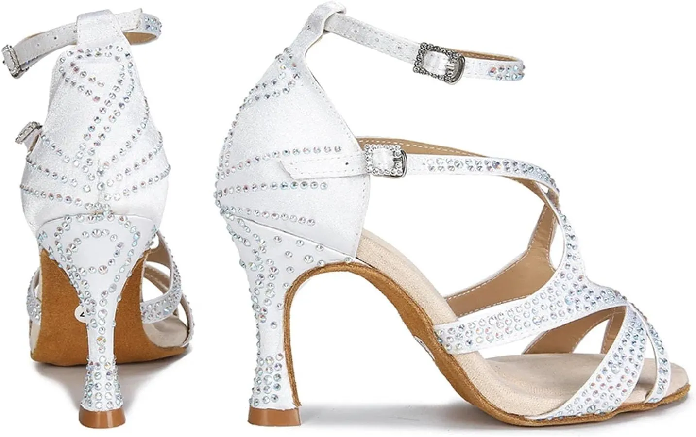 Women's Salsa Ballroom Dance Heels - Tango Chacha Latin Party Sandals, 10CM/3.9Inch Heel Height