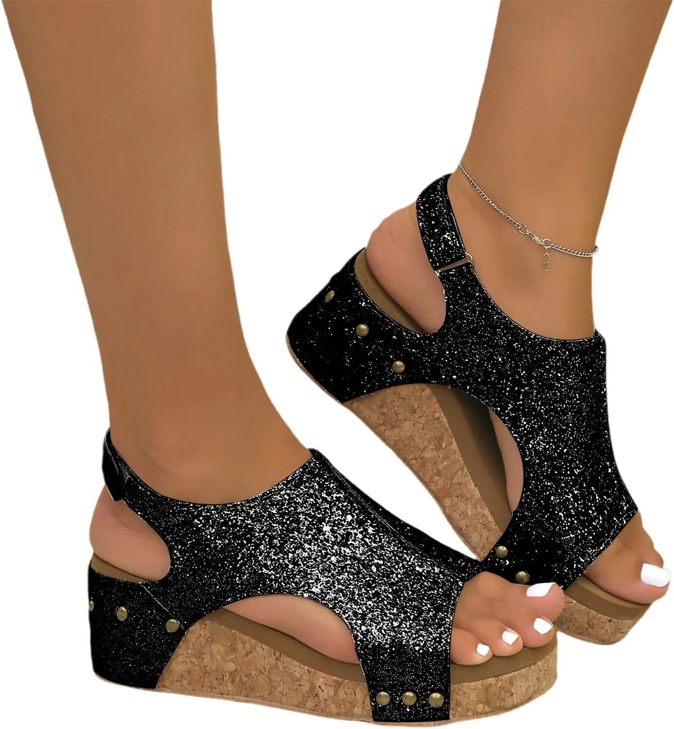 Womens Sandals 2025 Wedge Sandal for Women Wide Width Platform Wedge Sandals Fashion Espadrilles Open Toe Casual Dressy Espadrilles Shoes Summer Beach Outdoor Slippers Shoes Boho Ladies Wedges 2025