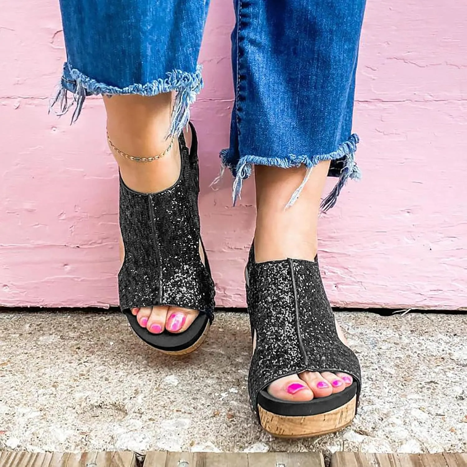 Womens Sandals 2025 Wedge Sandal for Women Wide Width Platform Wedge Sandals Fashion Espadrilles Open Toe Casual Dressy Espadrilles Shoes Summer Beach Outdoor Slippers Shoes Boho Ladies Wedges 2025