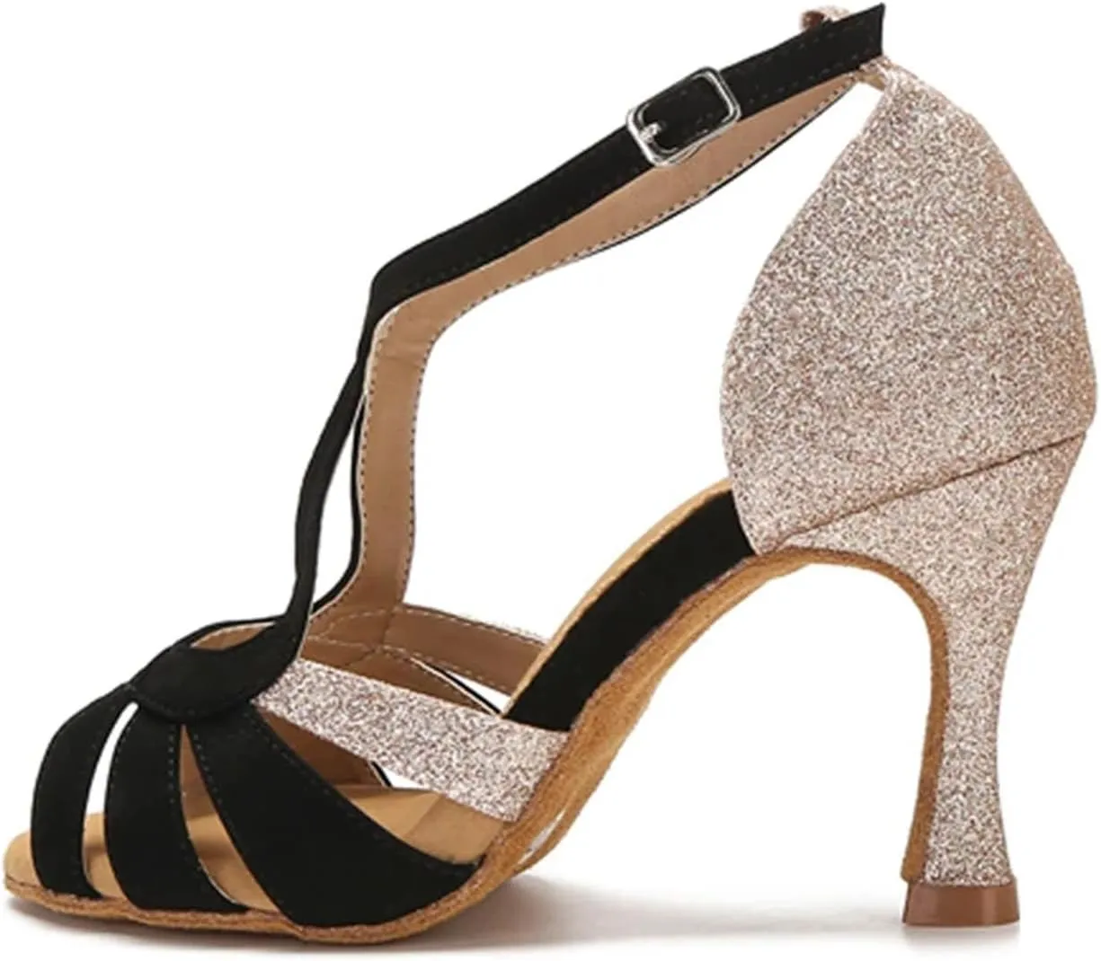 Women's Satin Latin Dance Shoes - Tango Salsa Rumba Samba Ballroom Sandals, 10CM/3.9Inch Heel Height