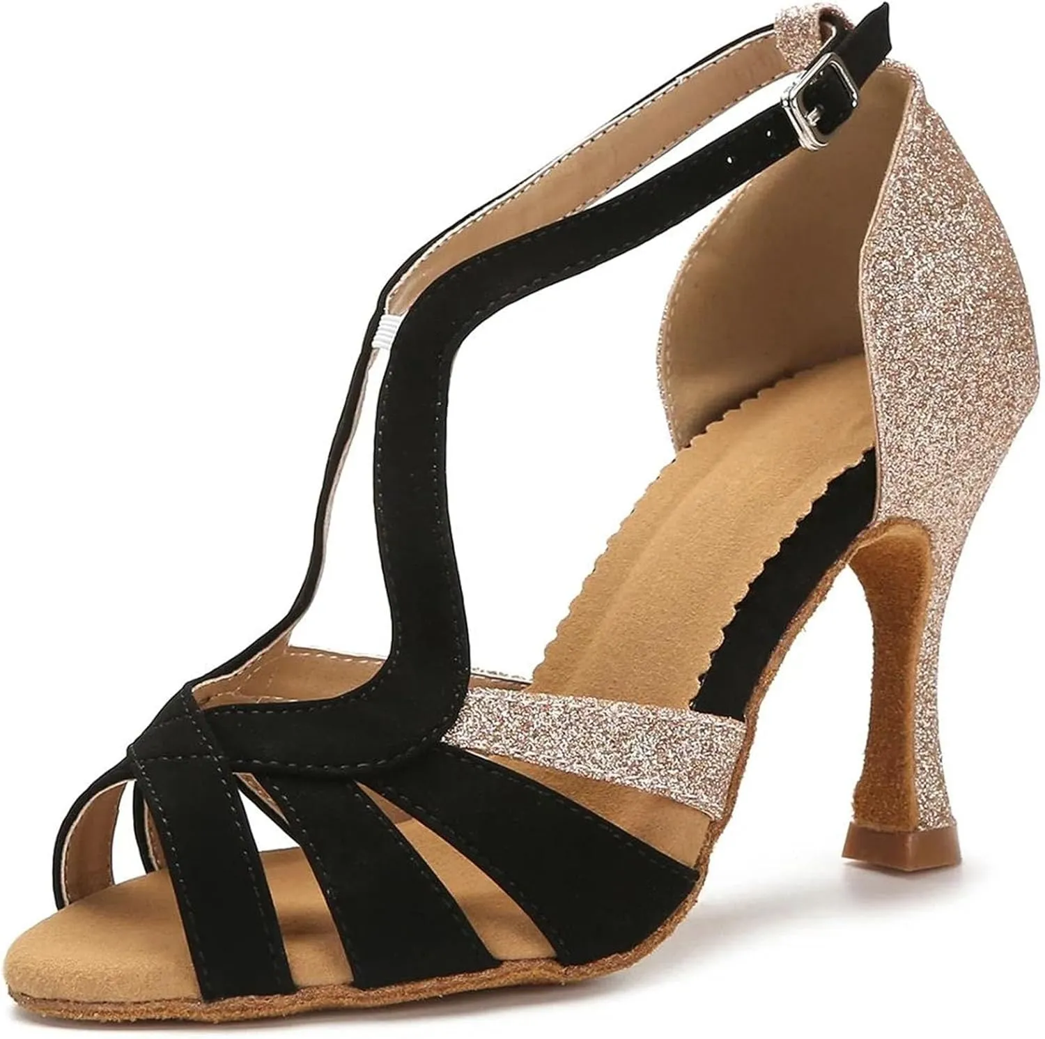 Women's Satin Latin Dance Shoes - Tango Salsa Rumba Samba Ballroom Sandals, 10CM/3.9Inch Heel Height
