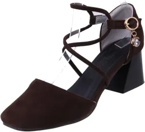 Women's Square Toe D'Orsay Pumps Comfort Ankle Strap Block Low Heel Dress Sandals Party Office Shoes