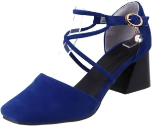 Women's Square Toe D'Orsay Pumps Comfort Ankle Strap Block Low Heel Dress Sandals Party Office Shoes