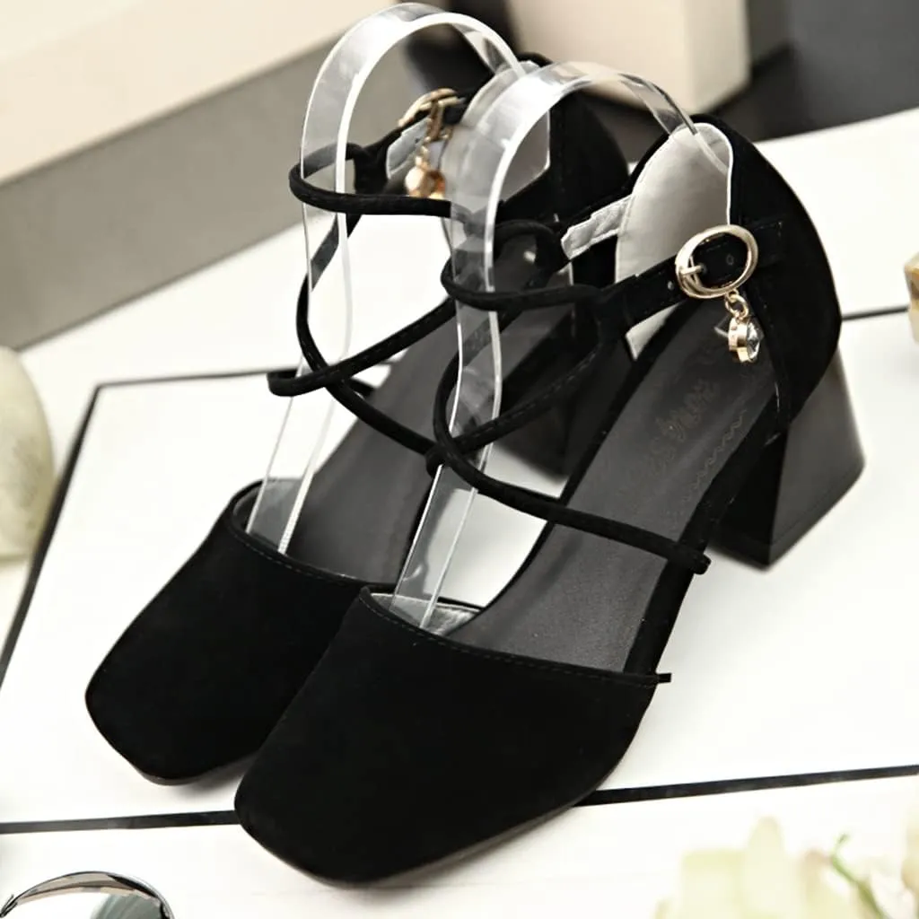 Women's Square Toe D'Orsay Pumps Comfort Ankle Strap Block Low Heel Dress Sandals Party Office Shoes