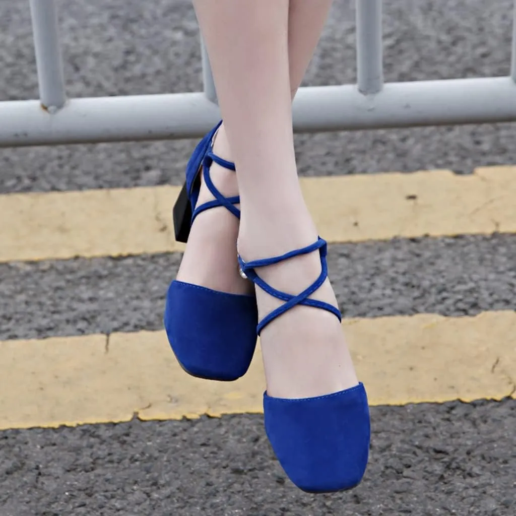 Women's Square Toe D'Orsay Pumps Comfort Ankle Strap Block Low Heel Dress Sandals Party Office Shoes