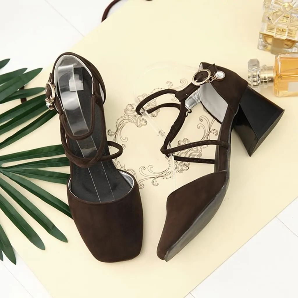 Women's Square Toe D'Orsay Pumps Comfort Ankle Strap Block Low Heel Dress Sandals Party Office Shoes