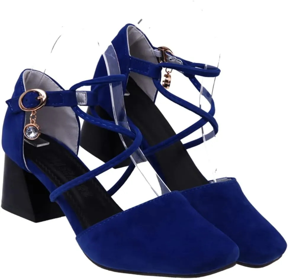 Women's Square Toe D'Orsay Pumps Comfort Ankle Strap Block Low Heel Dress Sandals Party Office Shoes
