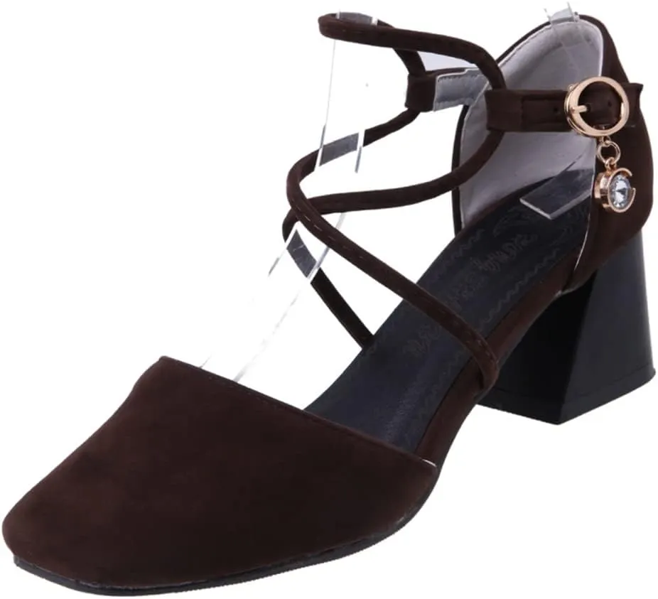 Women's Square Toe D'Orsay Pumps Comfort Ankle Strap Block Low Heel Dress Sandals Party Office Shoes