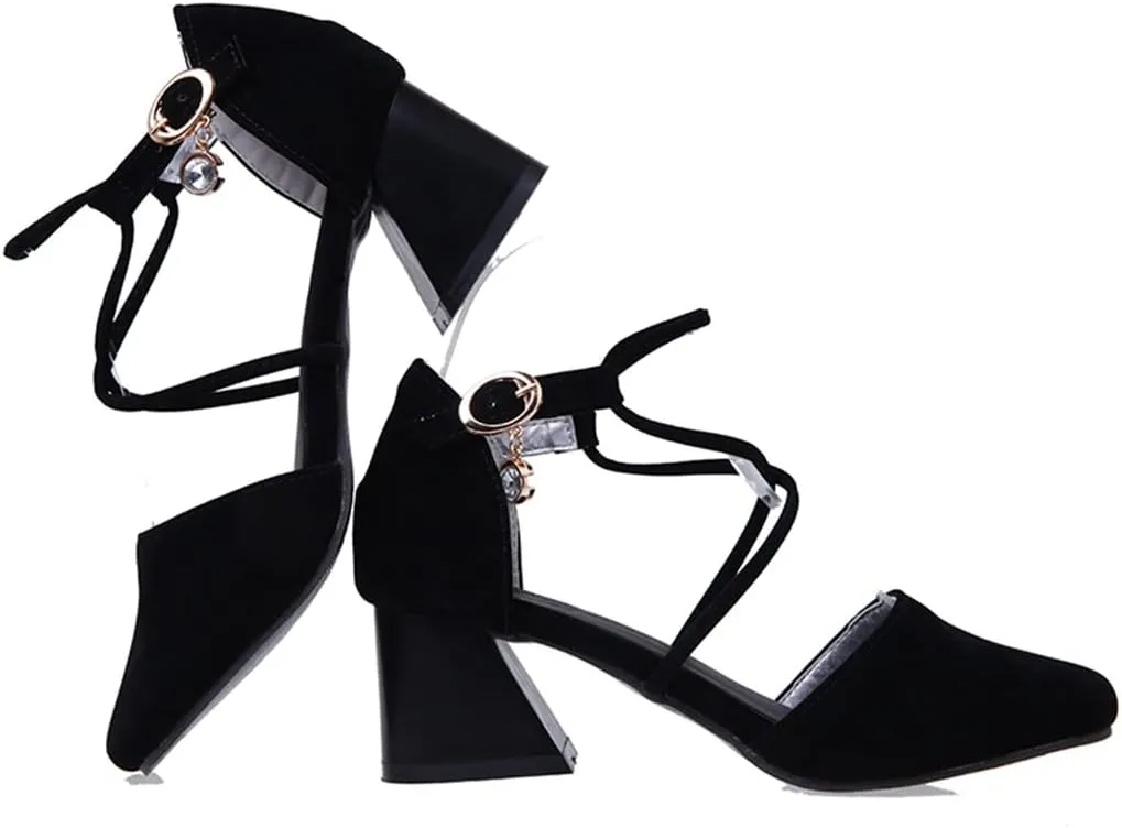 Women's Square Toe D'Orsay Pumps Comfort Ankle Strap Block Low Heel Dress Sandals Party Office Shoes