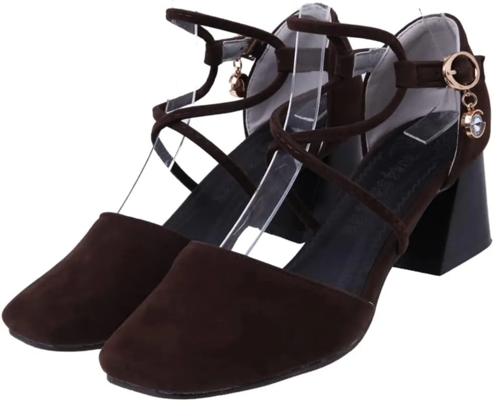 Women's Square Toe D'Orsay Pumps Comfort Ankle Strap Block Low Heel Dress Sandals Party Office Shoes