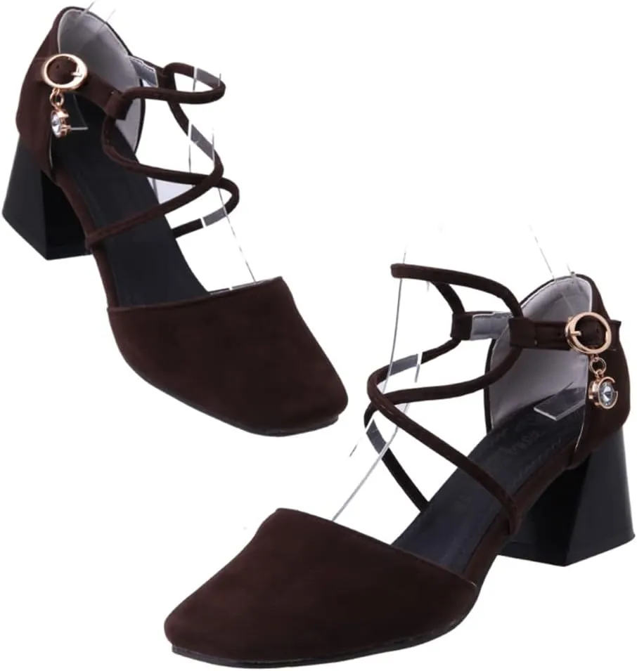 Women's Square Toe D'Orsay Pumps Comfort Ankle Strap Block Low Heel Dress Sandals Party Office Shoes
