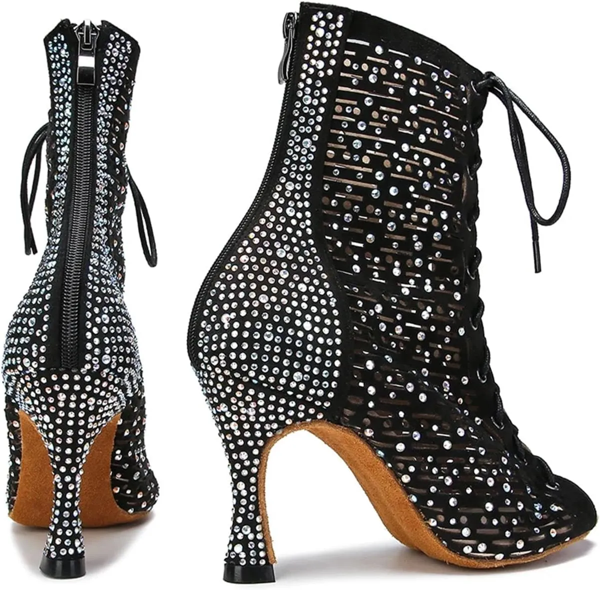 Women's Summer Latin Dance Boots - Ballroom Sexy Party Shoes, 10CM/3.9Inch Heel Height