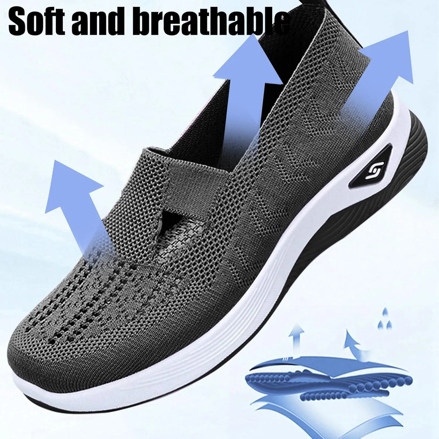 Women's Woven Orthopedic Breathable Soft Shoes Ortho Walking Non-Slip Arch Support Walking Slip on Shoes Comfort Casual Running Diabetic Foam Sneakers Mesh Up Running Going Out Flat Sneaker