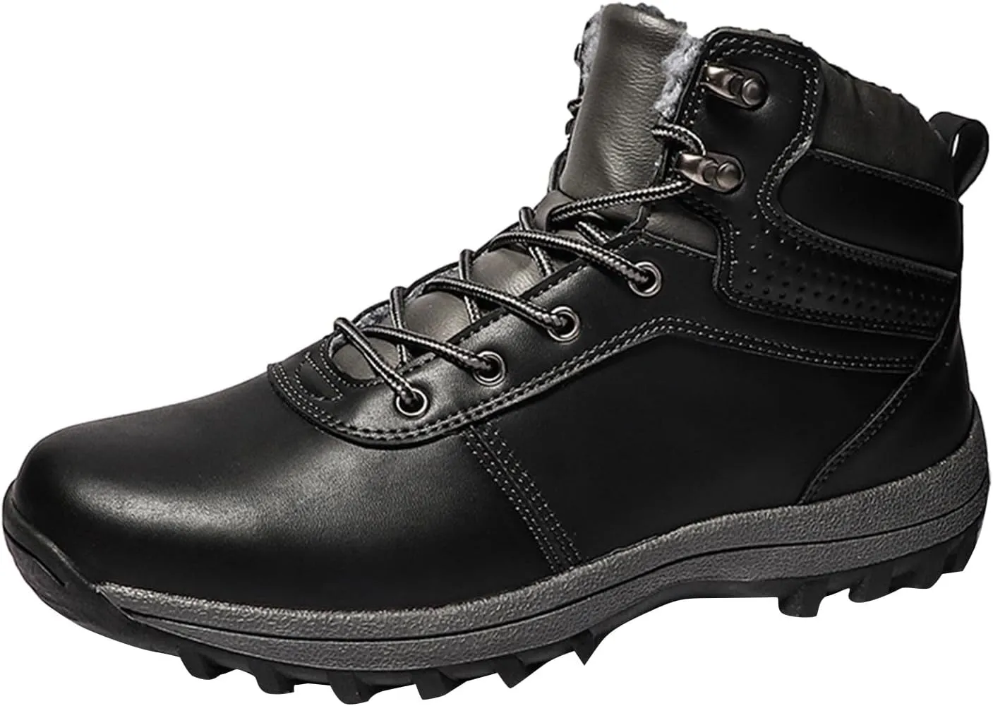 Work Boots for Men Slip On Hiking Sneakers Fur Lined Ankle Boot Womens Safety Shoes Slip On Waterproof Outdoor Shoes Lightweight Anti Slip Hike Grounded Footwear