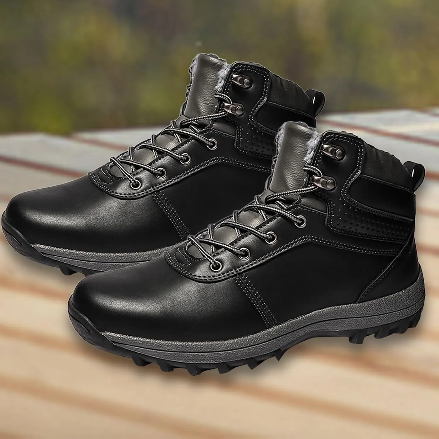 Work Boots for Men Slip On Hiking Sneakers Fur Lined Ankle Boot Womens Safety Shoes Slip On Waterproof Outdoor Shoes Lightweight Anti Slip Hike Grounded Footwear