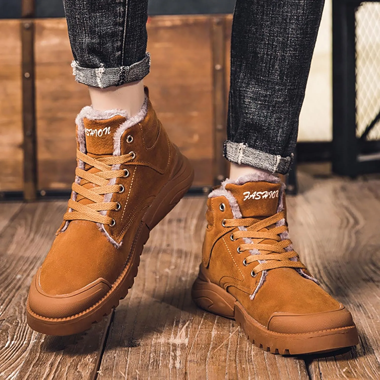 Work Boots for Men Waterproof Hiking Sneakers Zip Up Fur Lined Women's Safety Shoes Food Service Outdoor Botas Waterproof Soft Toe Work Hike Grounded Footwear