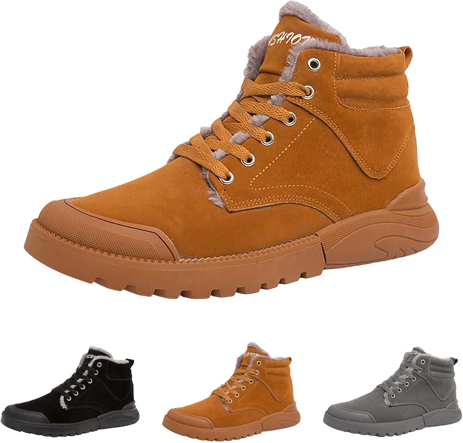 Work Boots for Men Waterproof Hiking Sneakers Zip Up Fur Lined Women's Safety Shoes Food Service Outdoor Botas Waterproof Soft Toe Work Hike Grounded Footwear