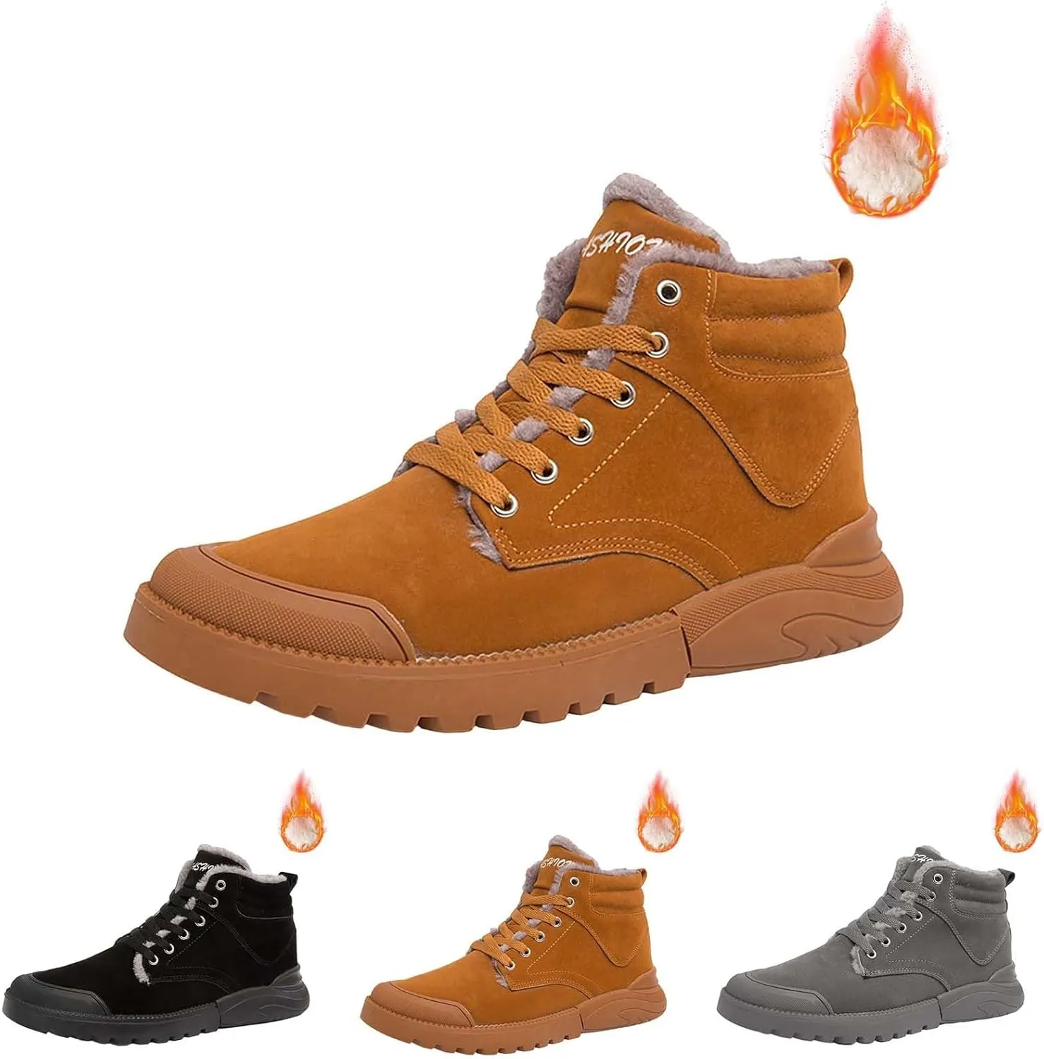 Work Boots for Men Waterproof Hiking Sneakers Zip Up Fur Lined Women's Safety Shoes Food Service Outdoor Botas Waterproof Soft Toe Work Hike Grounded Footwear