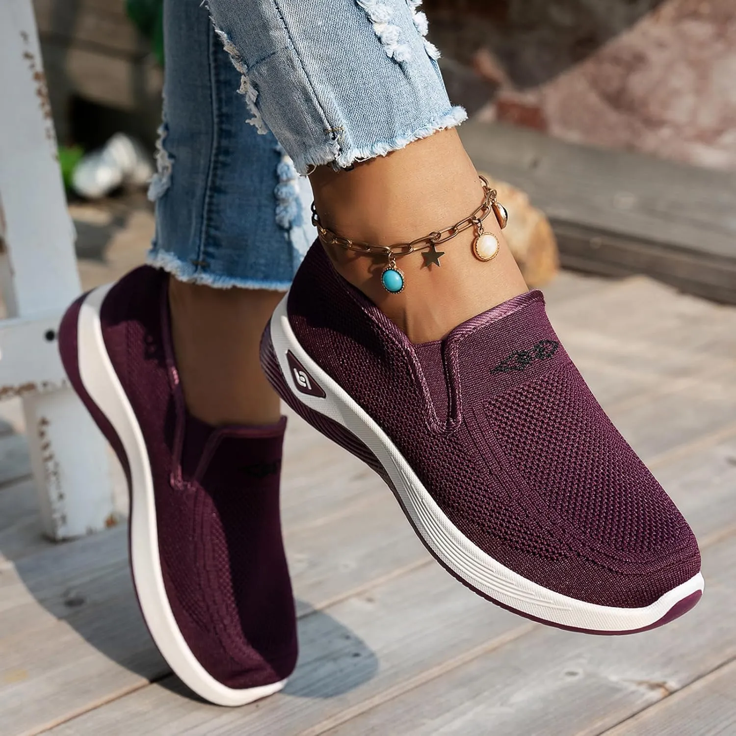 Woven Orthopedic Sneakers for Women Men Mesh Breathable Running Shoes,Outdoor Go Walking Slip on Diabetic Foam Shoes,Lightweight Non-Slip Soft Sole Athletic Sneakers with Arch Support