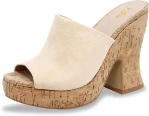 YDN Women's Platform Peep Toe Chunky High Heel Slide Sandals Slip On Backless Slippers Mules Comfy Casual Dress Shoes Size 4-16 US