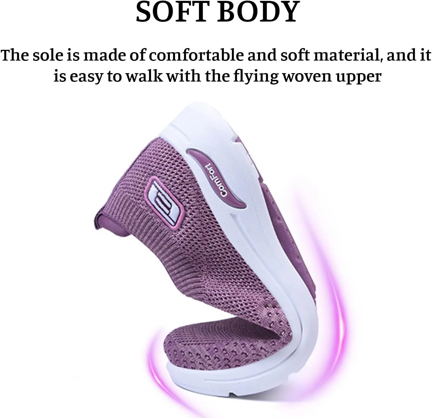 ZWRXW Womens Walking Shoes Orthopedic Slip On Air Cushion Platform Shoes Mesh Up Woven Sock Casual Ladies Fashion Sneakers Lightweight Comfortable Arch Support Sneaker with Arch Support